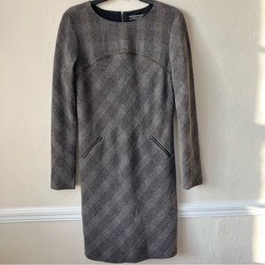 🎁5/$25 Peruvian Connection Brown Plaid Wool Blend Sheath Dress